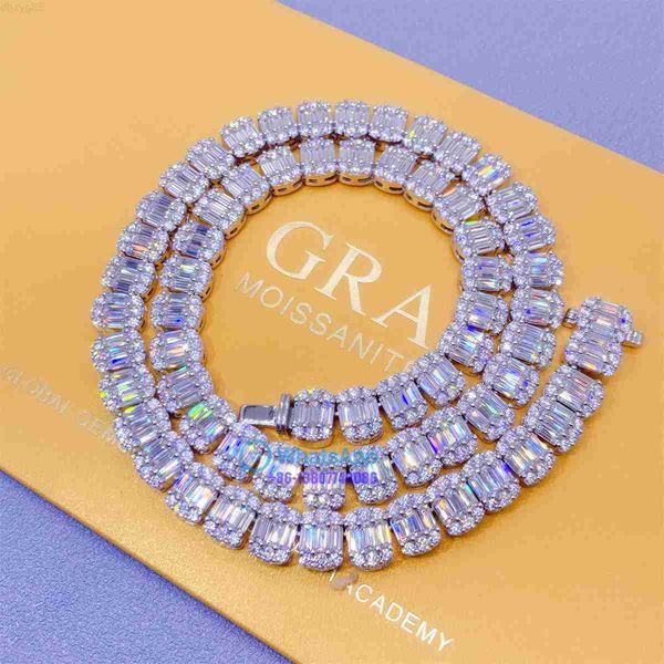 

wholesale price 925 silver iced out vvs baguette diamond moissanite 18k gold plated necklace custom hip hop jewelry