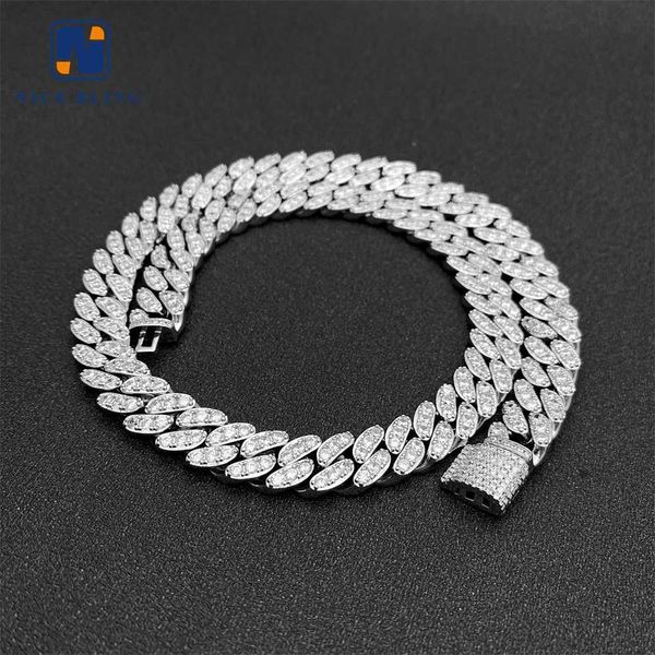 

hip hop jewelry bling fashion design 13mm iced out 5a cz brass custom women cuban chain necklace, Silver