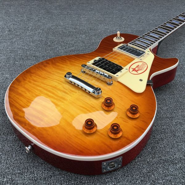 

mark knopfler 1958 amber brown flame maple electric guitar, little pin abr-1 bridge, tuilp tuners155