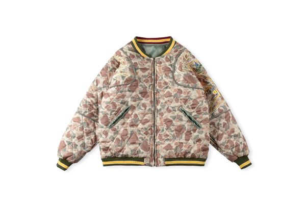 

kapital kountry rayon camo jacket hirata and macro embroidery coat camouflage men's jackets vintage padded jacket puffer coats women ov, Black;brown