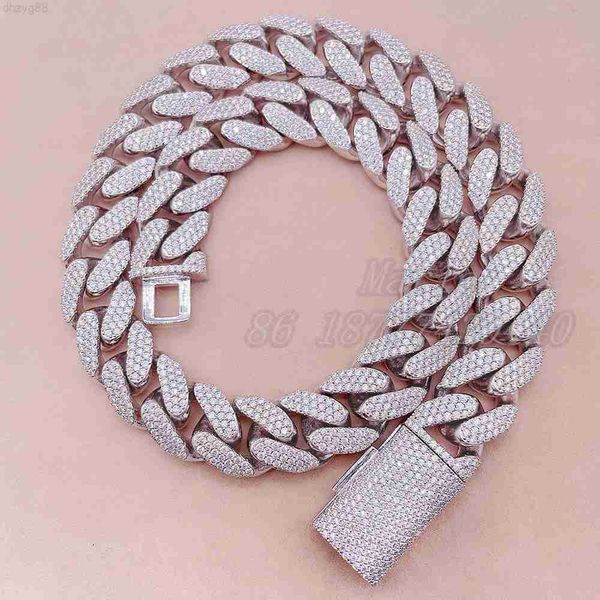 

18mm width 925 silver vvs moissanite custom diamond pendant necklace luxury cuban link for men icedout hip hop cuban jewelry