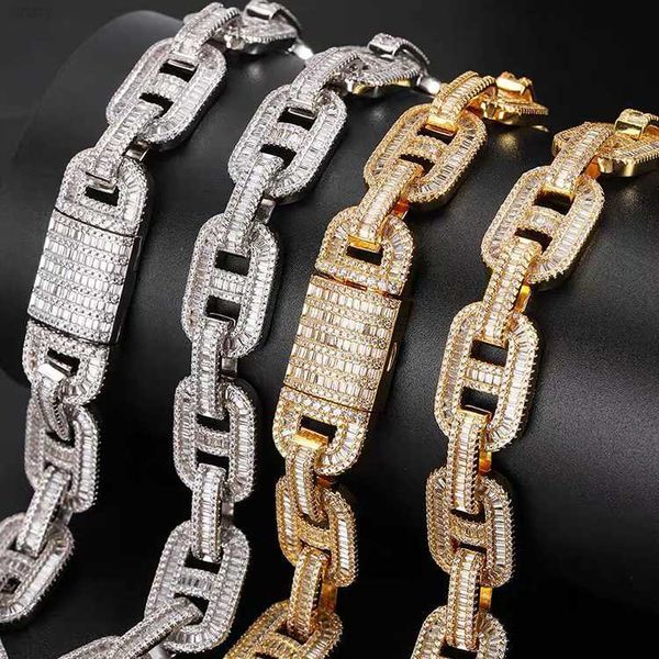 

customized baguette moissanite cuban link chain 19mm width s925 silver with iced out moissanite hip hop mens necklace jewelry