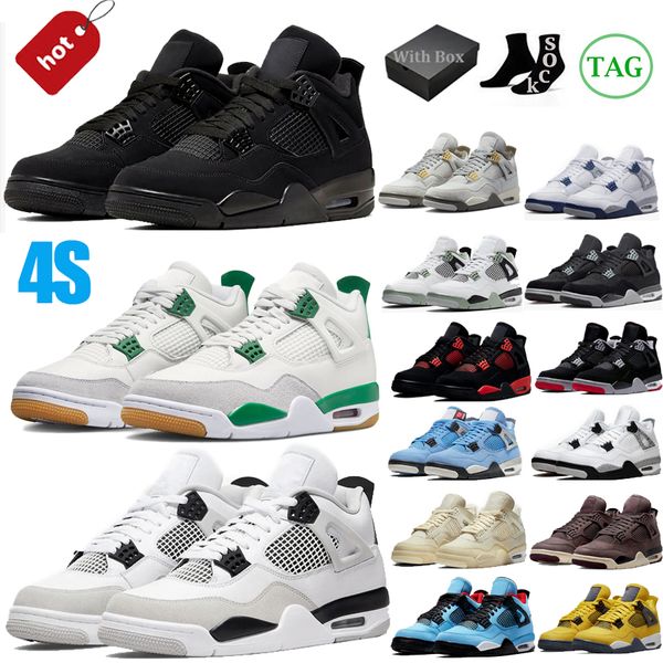 

with box jumpman 4 4s mens outdoor shoes military black cat canvas red thunder university blue thunder pink cactus jack men women trainers s