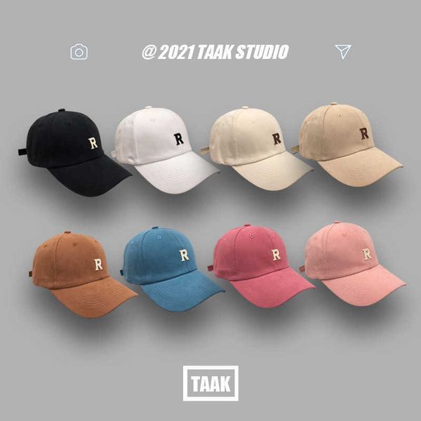 

r letter duck tongue hat plum color hat female spring and summer korean version ins baseball hat fashion casual sun protection hat, Blue;gray