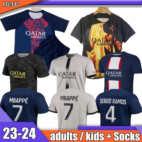 

kimpembe 23 24 paris soccer jerseys hakimi fourth maillot de foot mbappe 2022 2023 football shirt men kids enfants verratti marquinhos sergi, Black;yellow