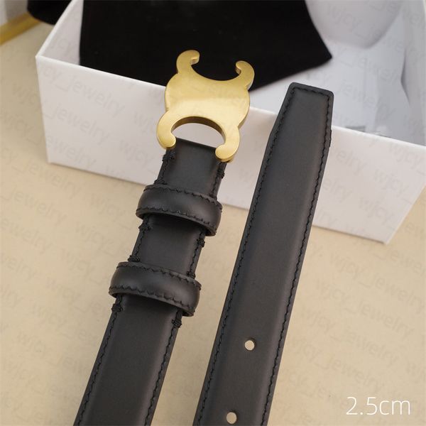 

Woman Belt Designer Genuine Leather Width 2.5CM Casual Belts Man Classic Gold Smooth Buckle 3 Color Cowskin, Black