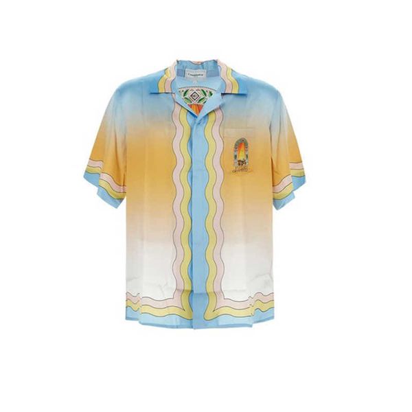 

casablanca ping pong classic mens shirts prairie green print loose british silk shirt short sleeve designer tees womens summer beach g5sw, White;black