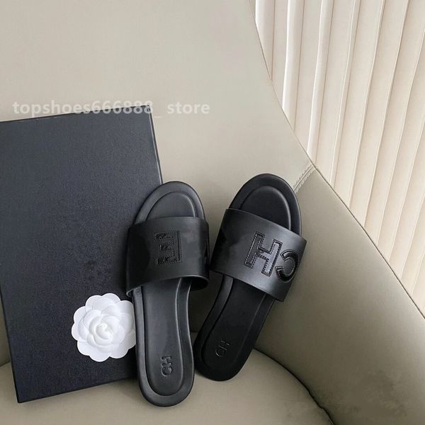 

cowhide summer thick soled sandals women's designer leather comfort outdoor sandbeach rubber fashion leisure slippers anyv, Black