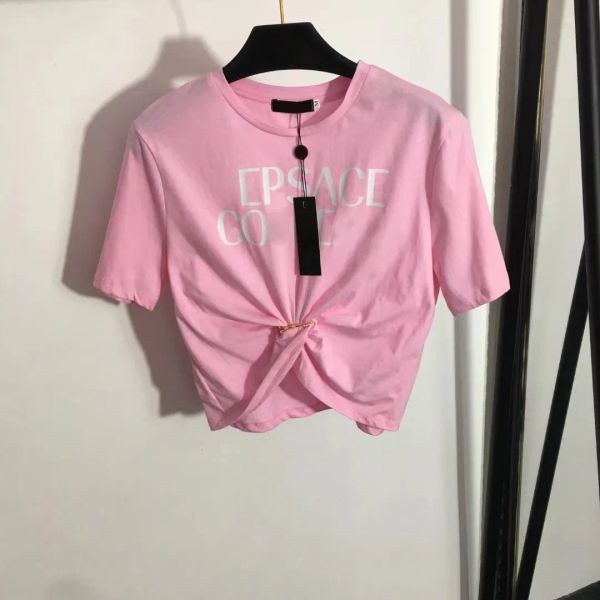 

23 designers t-shirts fashion t shirts women new alphabet print pin tucked waist short style crop short sleeve tees t-shirt ladies tei, White