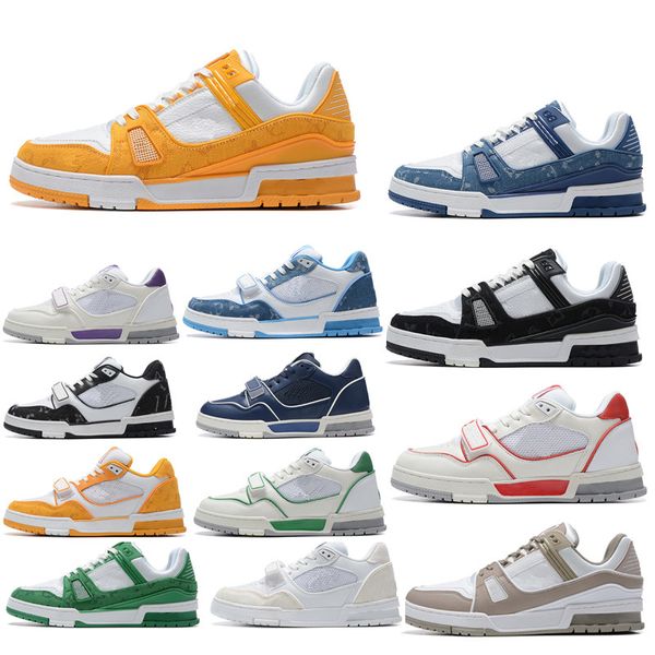 

casual shoes designer trainer printing embossing mens women black white denim yellow green luxury velvet suede fashion mens sports womens sn