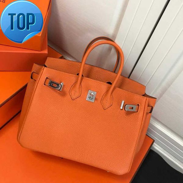 

25/30/35cm tote bag large handbag women shoulder bags shopping cowhide grain genuine leather silver stamped lock fashion letter birkin handb