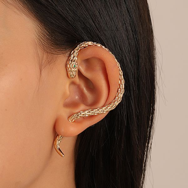 

charm earrings gold and silver snake ear cuff punk retro exaggerated niche couple design sense earrings temperament earrings, Golden