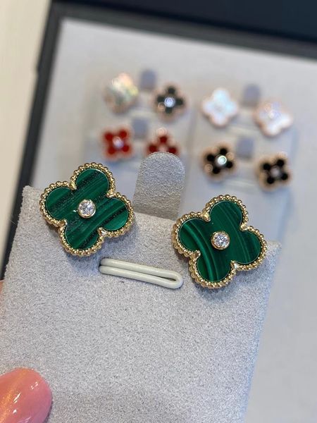 

four leaf clover earrings natural shell gemstone 925 silver designer for woman t0p highest counter advanced materials brand designer premium