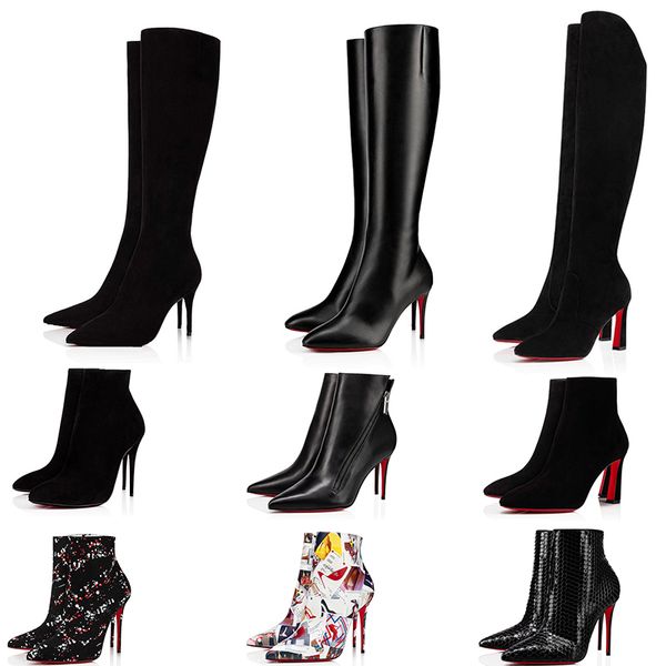 

designer boots woman ladies fashion shoes half knee boots women high heels booties ankle knee black brown platform party birthday gift