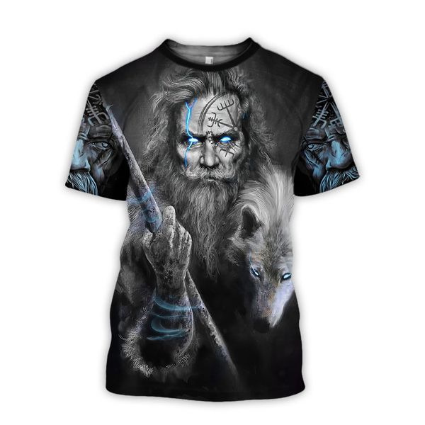 

men's t-shirts vintage vikings t-shirt round neck cotton oversized short sleeve shirt 3d heavy metal punk streetwear clothing 230414, White;black