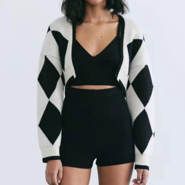 

sweaters fall fashion cardigan women knitted argyle cardigan sweaters for women cute korean style long sleeve sweater oversized, White;black