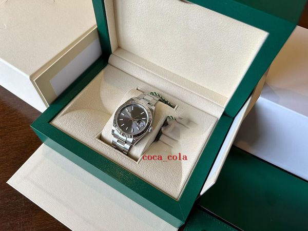 

counter quality watch brand new sapphire 41mm slate dial with white gold bezel automatic mechanical bracelet men's watches waterproof, Slivery;brown