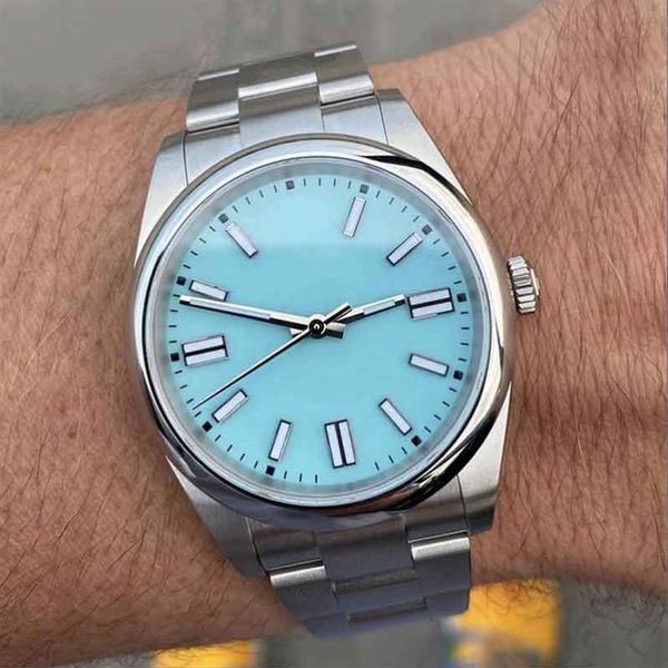

41mm latest sapphire glass men's watch 2813 automatic movement mechanical stainless steel watches master blue simple dial194x, Slivery;brown