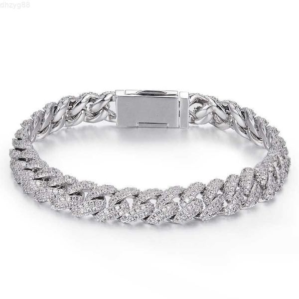 

vvs1 20inch vermeil 10mm 2 row 925 silver moissanite cuban bracelet link chain