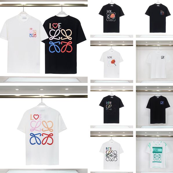 

2023 men's t-shirts designer spring/summer new colorful love logo letter printing 230g double strand 32 thread tight double yarn cotton, White;black
