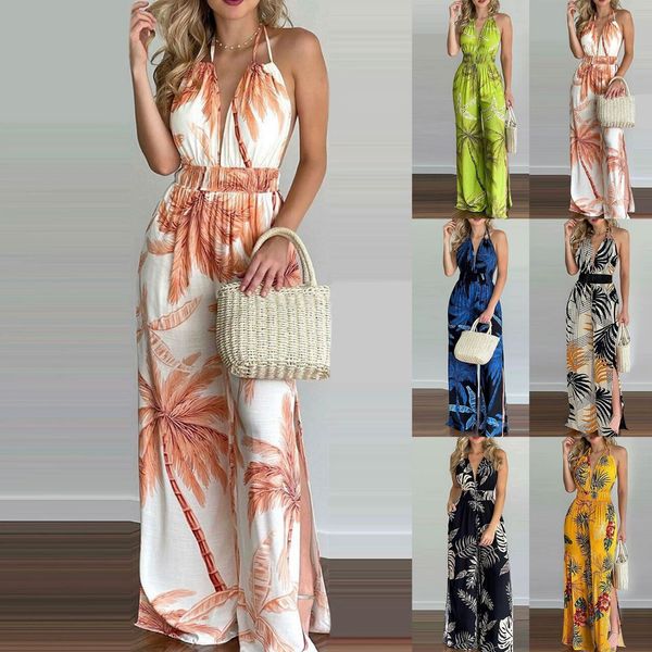 

2023 women's dress digital printing colorful jumpsuit for women, Black;white