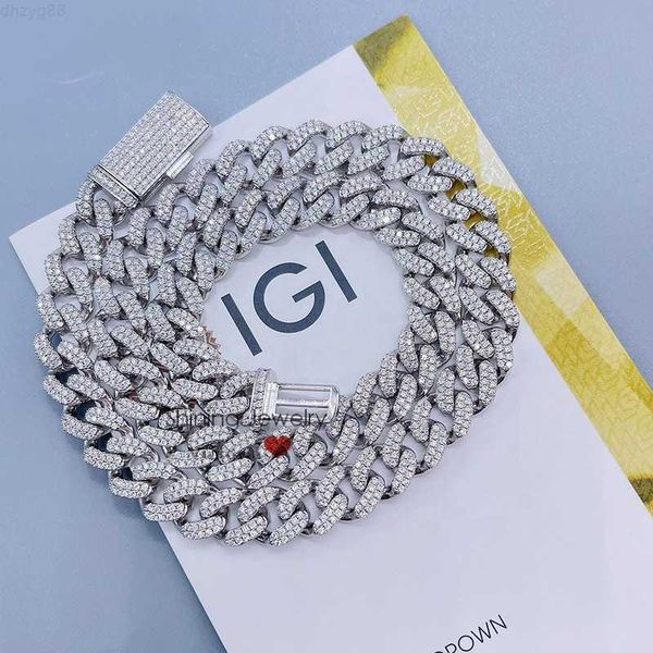 

hip hop bling 10mm igi certificated iced out lab diamonds hpht cuban chain, Silver