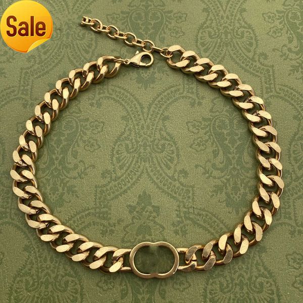 

with box designer necklaces cuban choker necklace collares punk vintage chunky thick link chain for women new year jewelry accessories doubl, Silver