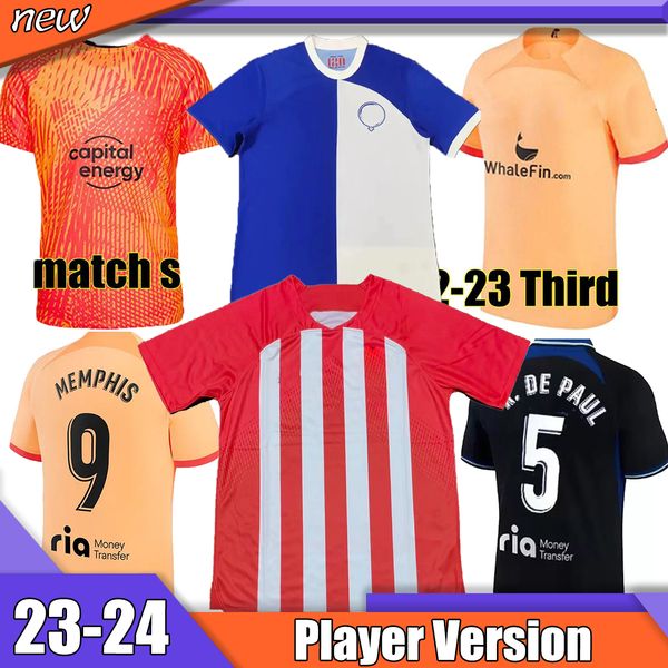 

griezmann joao felix 23/24 120th soccer jerseys 2023 m. llorente correa camiseta football shirt men kids kit morata r. de paul memphis carra, Black;yellow