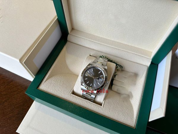 

counter quality watch brand new sapphire 41mm slate dial with white gold bezel automatic mechanical bracelet men's watches waterproof, Slivery;golden