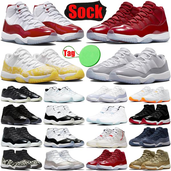 

cement cool grey cherry 11 11s basketball shoes for jumpman mens womens yellow snakeskin midnight navy cap and gown concord unc men trainers