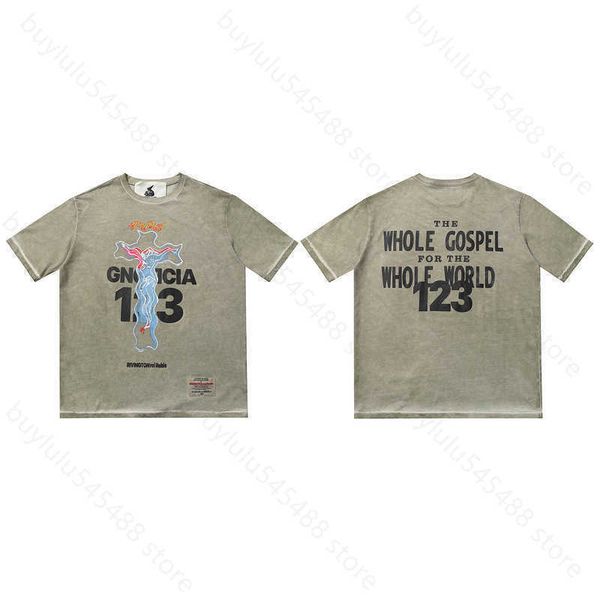 

2023 summer t shirt for men and women fashion high street brand rrr123 trendy vintage gold technique palm graffiti printed short sleeved tee, White;black