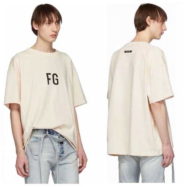 

ess tees t-shirts luxury designer fashion clothing fears of god mainline fg printed short sleeve men's women's high street fog sta, White;black