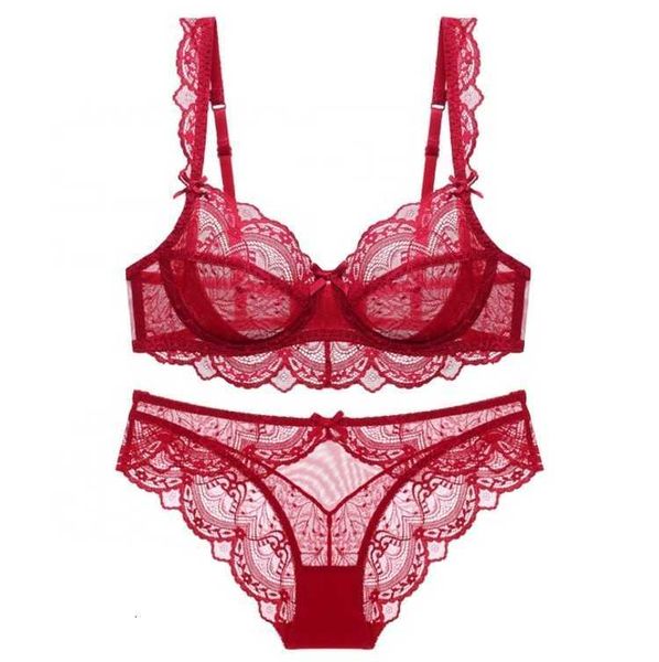 

transparent 2023 wholesale solid lace bra+ plus size underwear sets for women bra womens briefs, Red;black