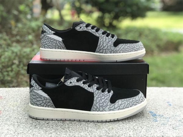 

basketball shoes jumpman 1 low black cement og designe shoes sneakers with original box