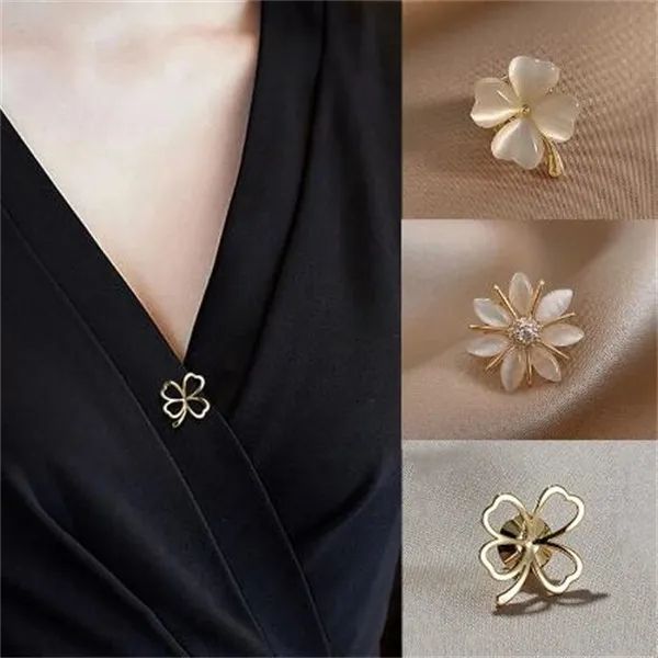 

fashion brooch set flower bow brooches for women metal anti-glare lapel pin fixed clothes pins sweater coat clothing accessories, Gray