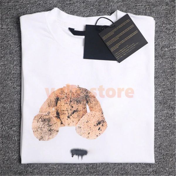 

mens designer t shirt womens fashion summer dirty bear pattern short sleeve luxury t shirt style tees black white, White;black