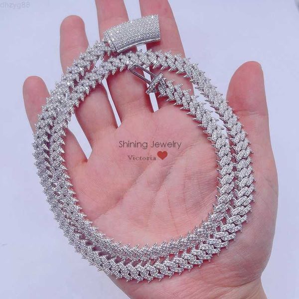 

pass diamond tester hip hop iced out diamond moissanite 10mm spiked cuban chain, Silver