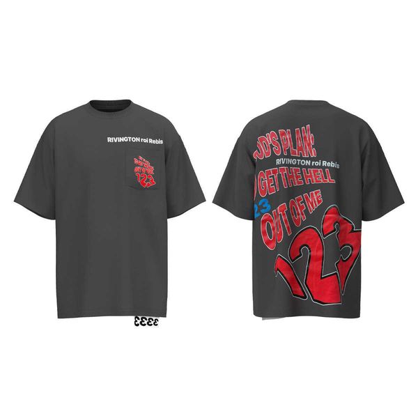 

2023 summer t shirt for men and women fashion high street brand rrr123 minimalist pocket letter print trend hip-hop couple ins loose short s, White;black