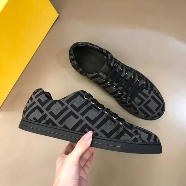 

men paris genuine casual shoes fashion sneakers leather lace-up sports shoes men running shoes designer leather printing stitching flat shoe, Black