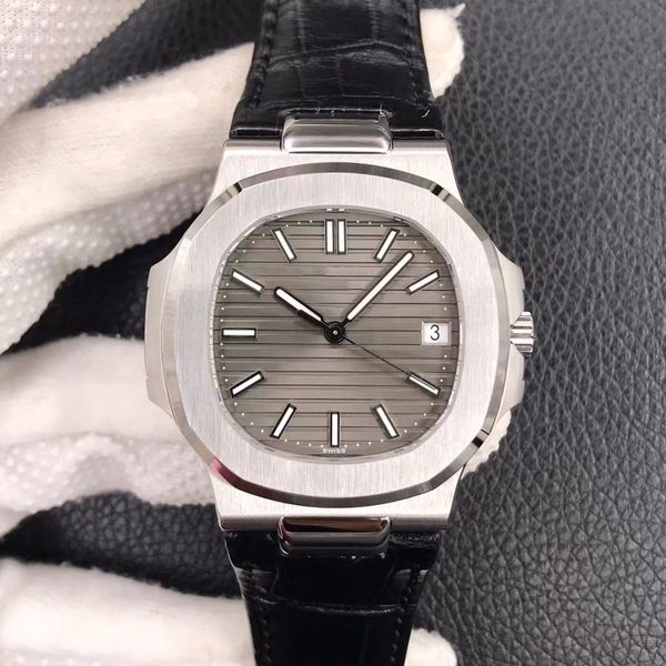

3k luxury watch pp 5711 nautilus noiseless letched version 3.3mm 324 mechanical movement body thickness 8.3mm ar steel strap gray dial black, Slivery;brown