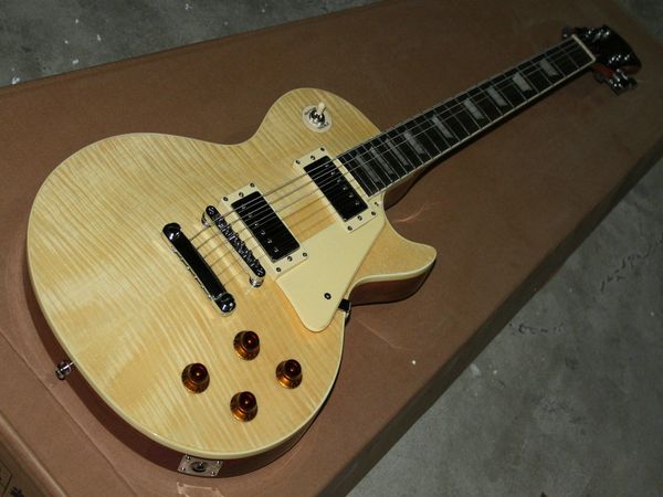 

new style custom shop cream yellow electric guitar color flower inlay fret board lp electric guitars258