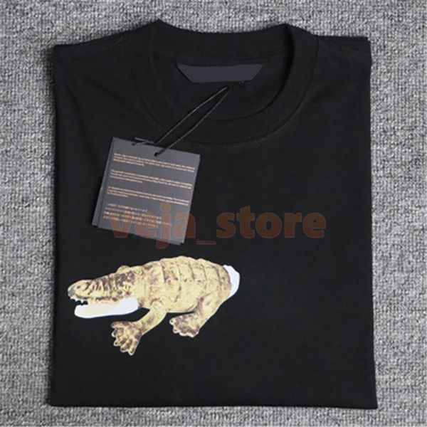 

mens designer t shirt womens fashion summer crocodile pattern short sleeve luxury t shirt style tees black white, White;black