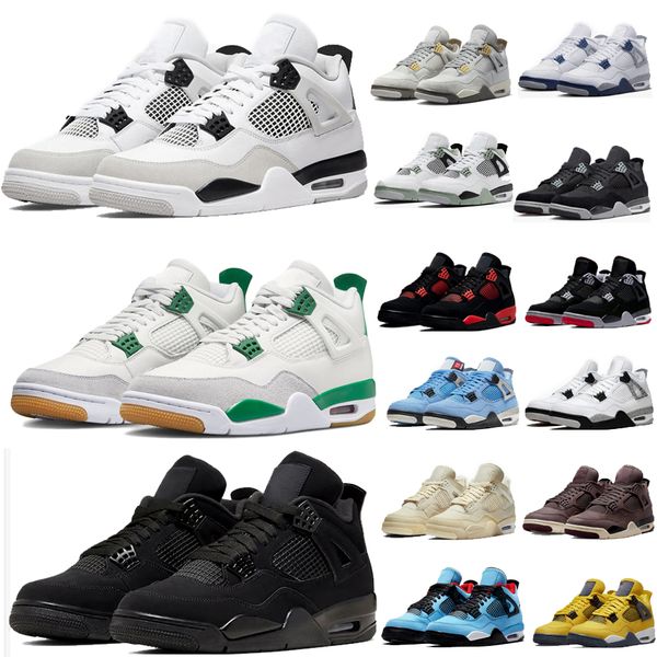 

jumpman 4 4s black cat basketball shoes pine green military black canvasviolet ore university blue red thunder midnight navy white oreo snea