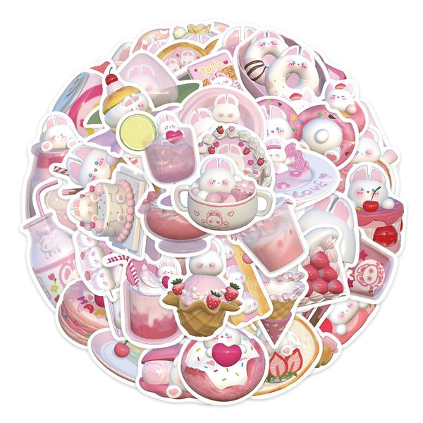 

50pcs pink pudding rabbit stickers for skateboard car baby helmet pencil case diary phone lapplanner decor book album kids toys guitar diy d
