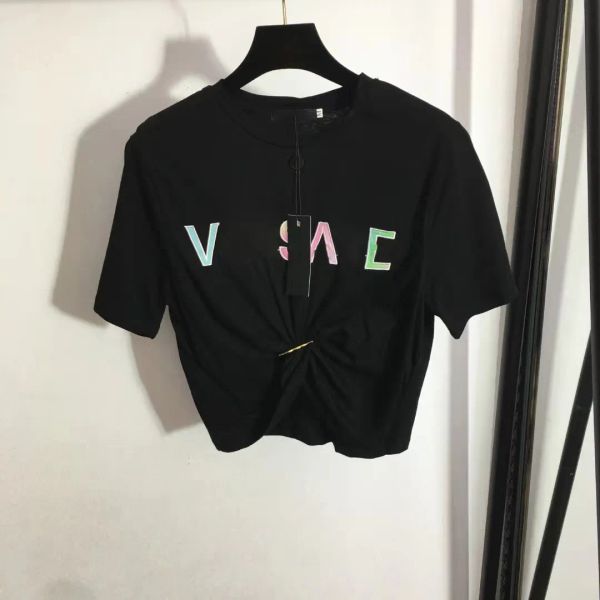 

22 designers t-shirts fashion t shirts women chest letter shirt color printing pin tucked waist short sleeved t-shirt casual luxurys hip vhx, White