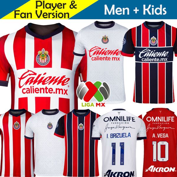 

22 23 chivas guadalara soccer jerseys kids kit camisetas futbol 2023 2024 football shirttraining player version 24 goalkeeper home away, White;black