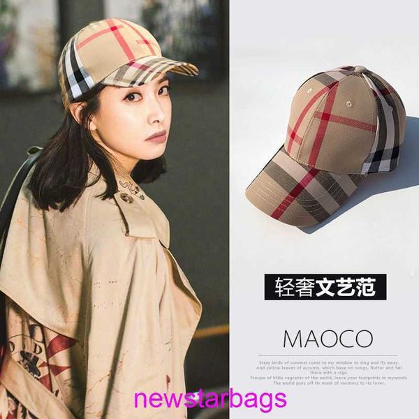 

original edition designer burbberys hat online store duck tongue women's fashion versatile korean brand same classic khaki plaid casual, Blue;gray