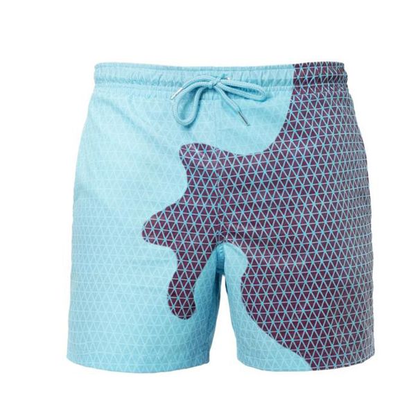 

wholesale water discoloration beach pants men's plus size swimming trunks warm color changing shorts, White;black