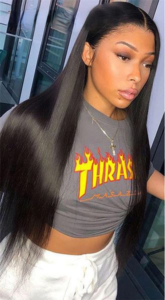 

30 inches straight lace front human hair wigs for women pre plucked hd transparent straight lace frontal wigs on clearance sale, Black;brown
