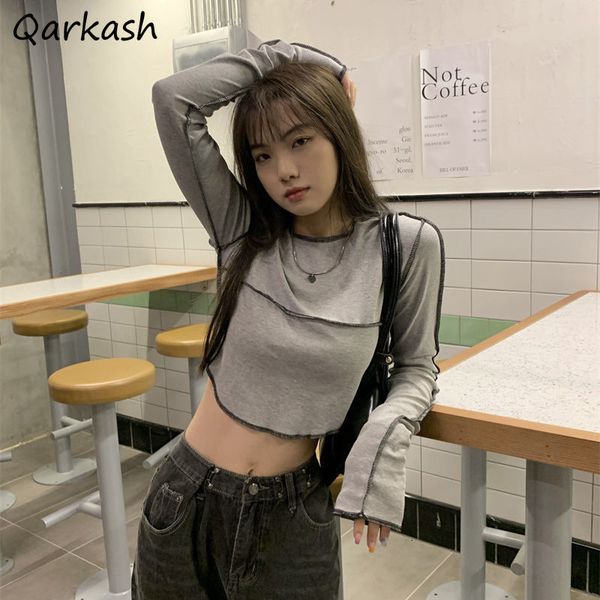 

women's t-shirt long sleeve t-shirts women o-neck skinny all-match design female tees clothes cozy classic spring daily basic teens 23, White